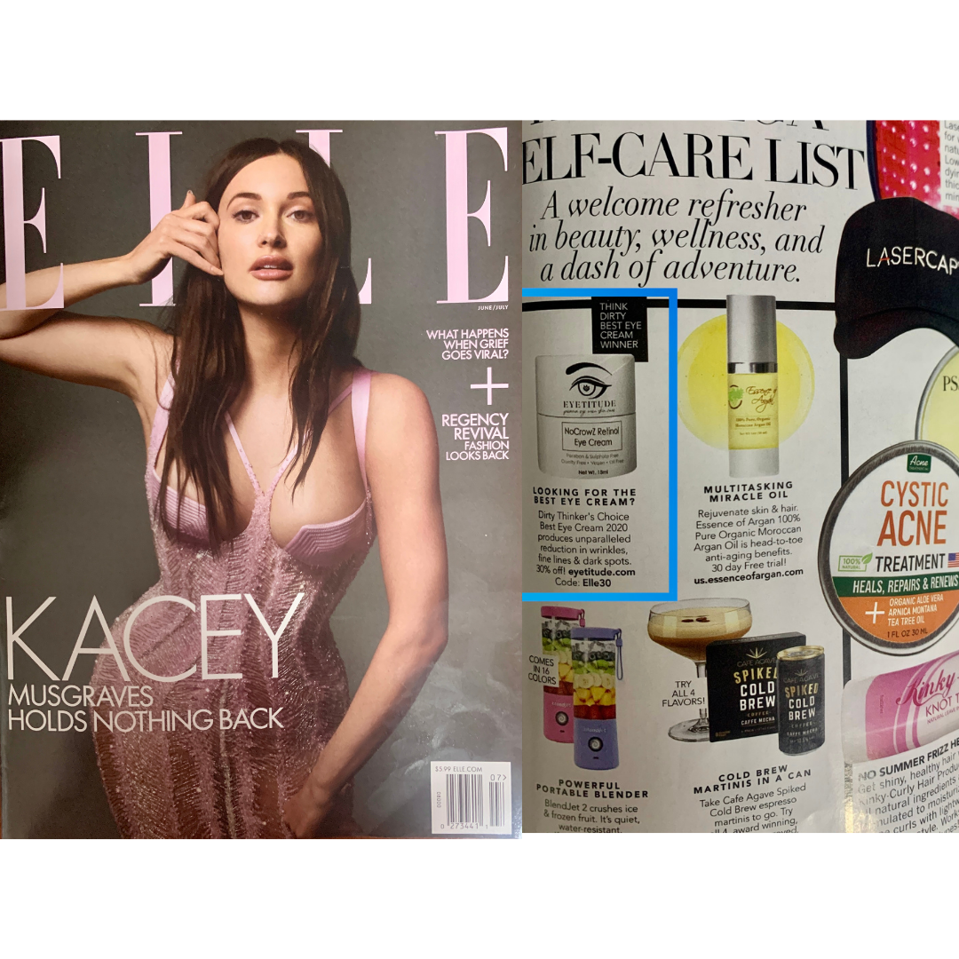 Elle Magazine mentions NoCrowZ Retinol as best Eye Cream!