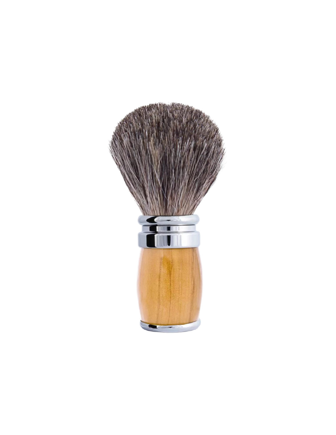 Plisson 1808 Olive Wood and Chrome Finish Russian Grey Genuine Badger Shaving Brush - Joris
