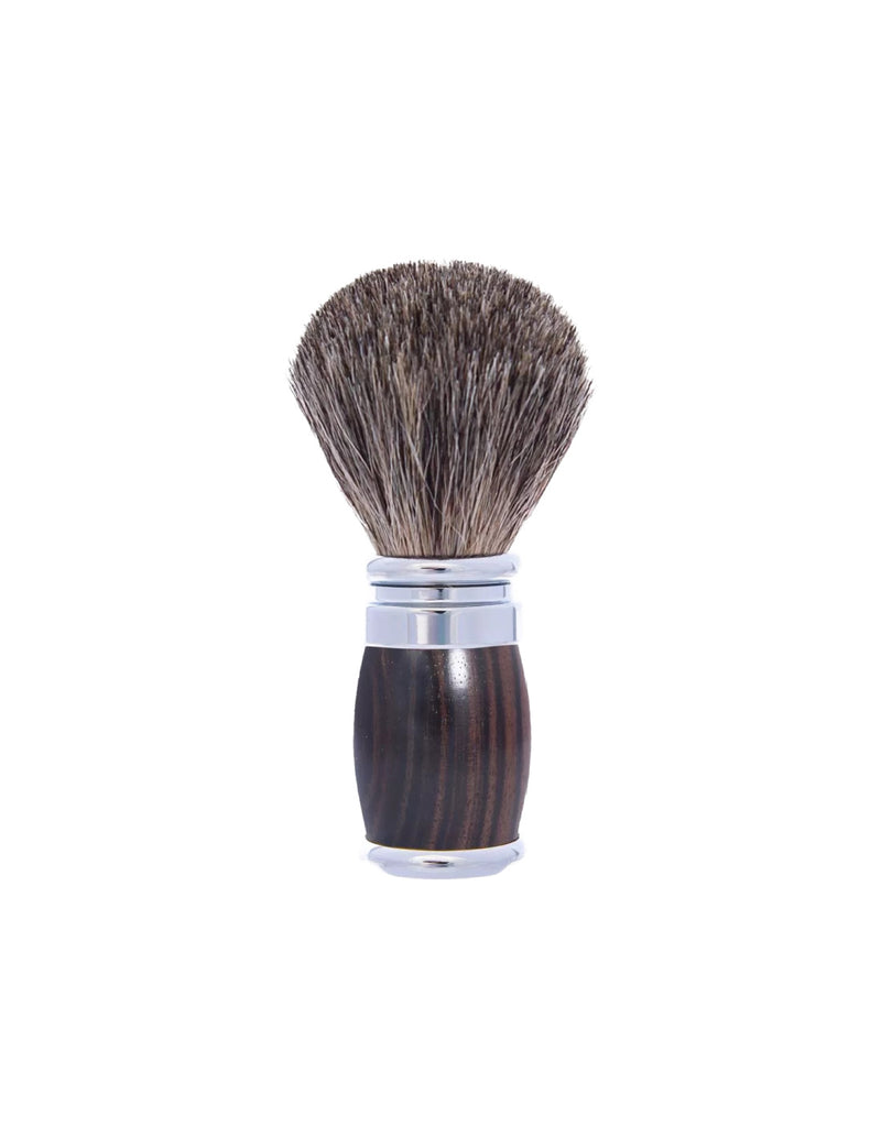 Plisson 1808 Ebony and Chrome Finish Russian Grey Genuine Badger Shaving Brush - Joris