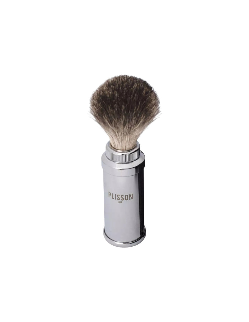 Plisson 1808 Chrome Travel Genuine Badger Shaving Brush