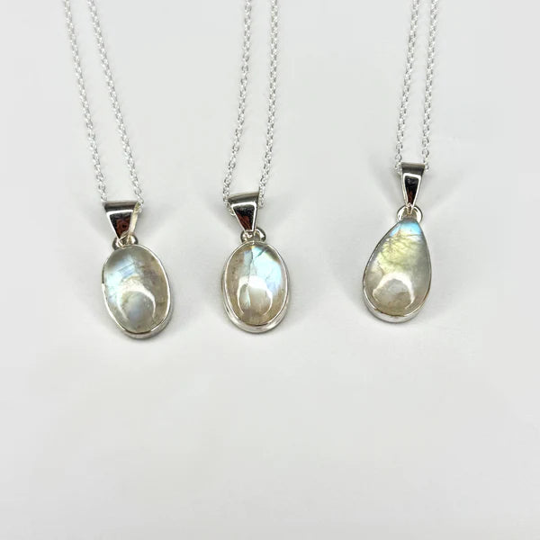 Ruby's Healing Crystals AAA Moonstone Sterling Pendants
