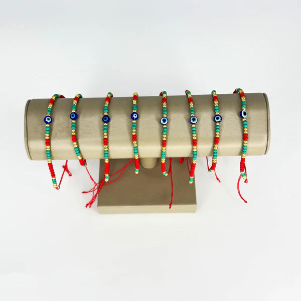 Ruby's Healing Crystals Adjustable Evil Eye String Bracelets
