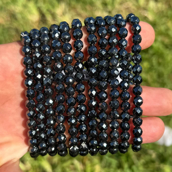 Ruby's Healing Crystals 6mm Faceted Hematite Bracelets
