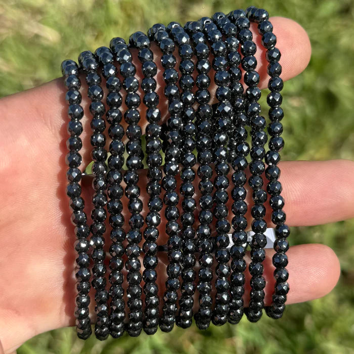 Ruby's Healing Crystals 4mm Faceted Hematite Bracelets