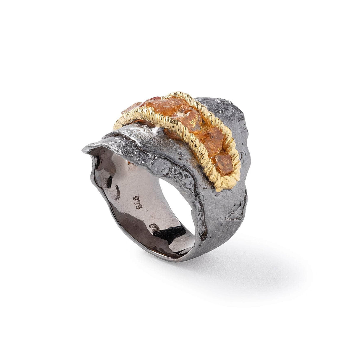 German Kabirski Pleo Rough Spessartine Garnet Ring