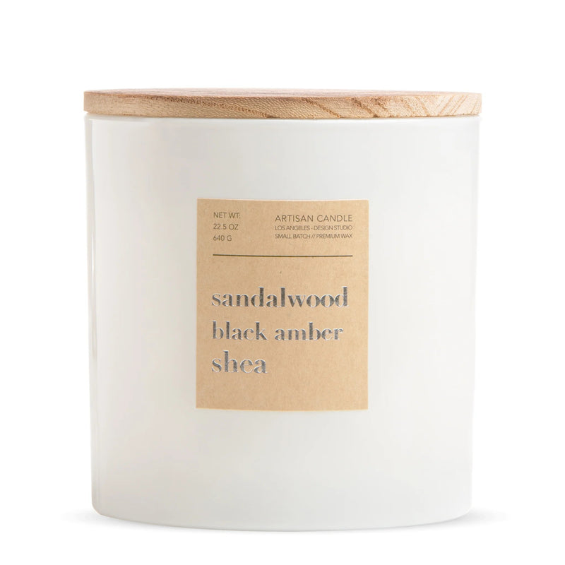 De Soap Boutique Sandalwood Black Amber Shea Artisan Candle 22.5 oz