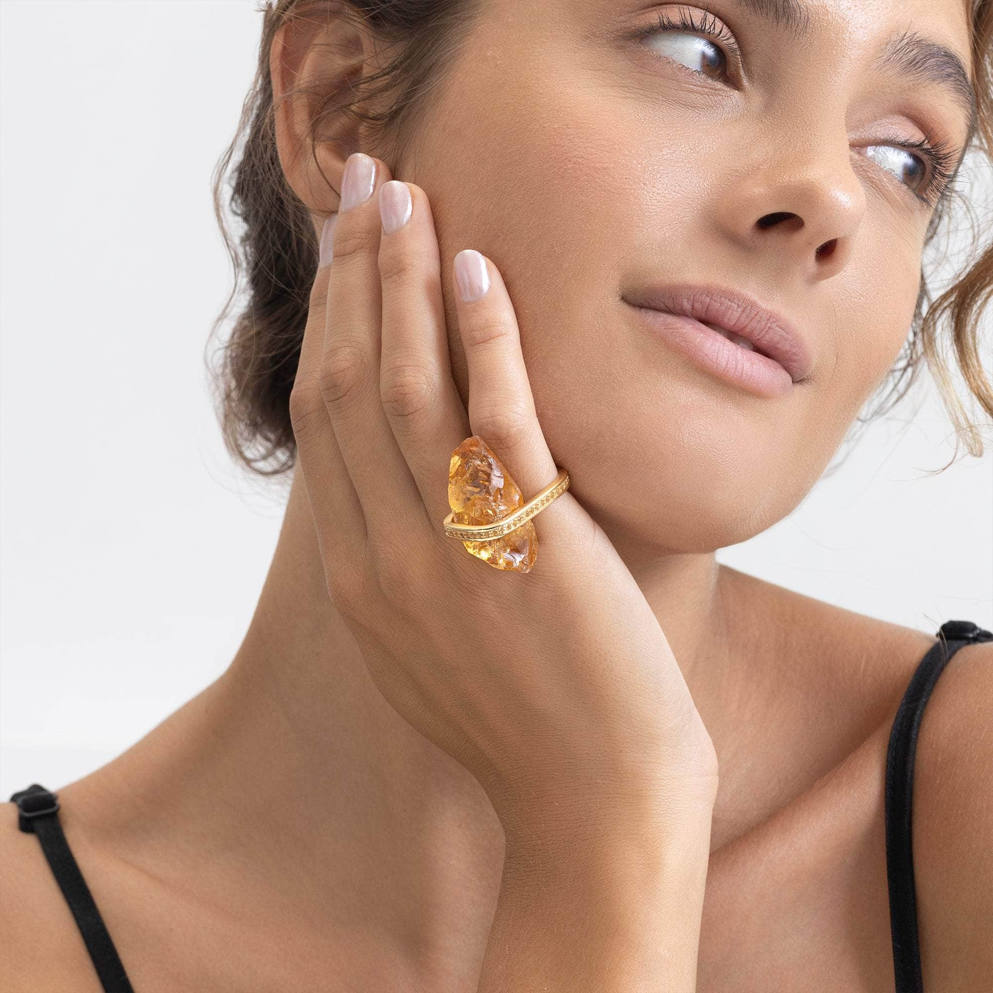 German Kabirski Katom Rough Citrine and Sapphire Ring – High End