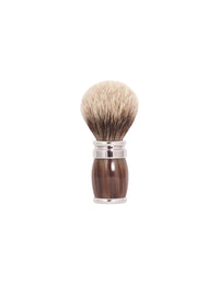 Plisson 1808 Horn and Chrome Finish and European Gray Shaving Brush