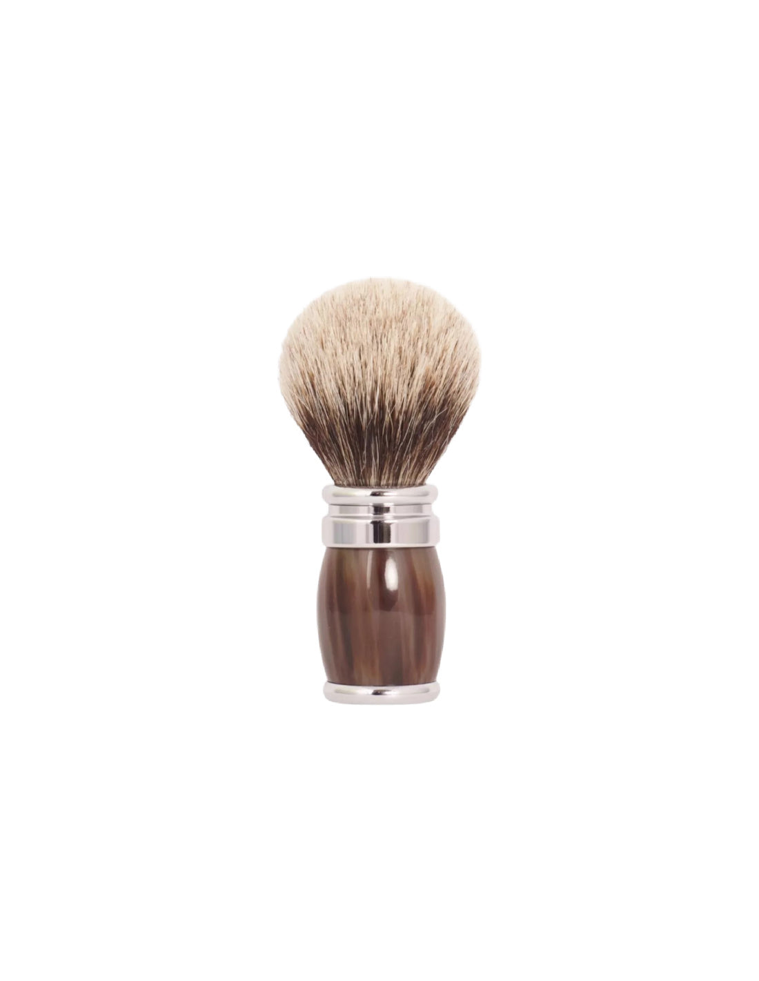 Plisson 1808 Horn and Chrome Finish and European Gray Shaving Brush