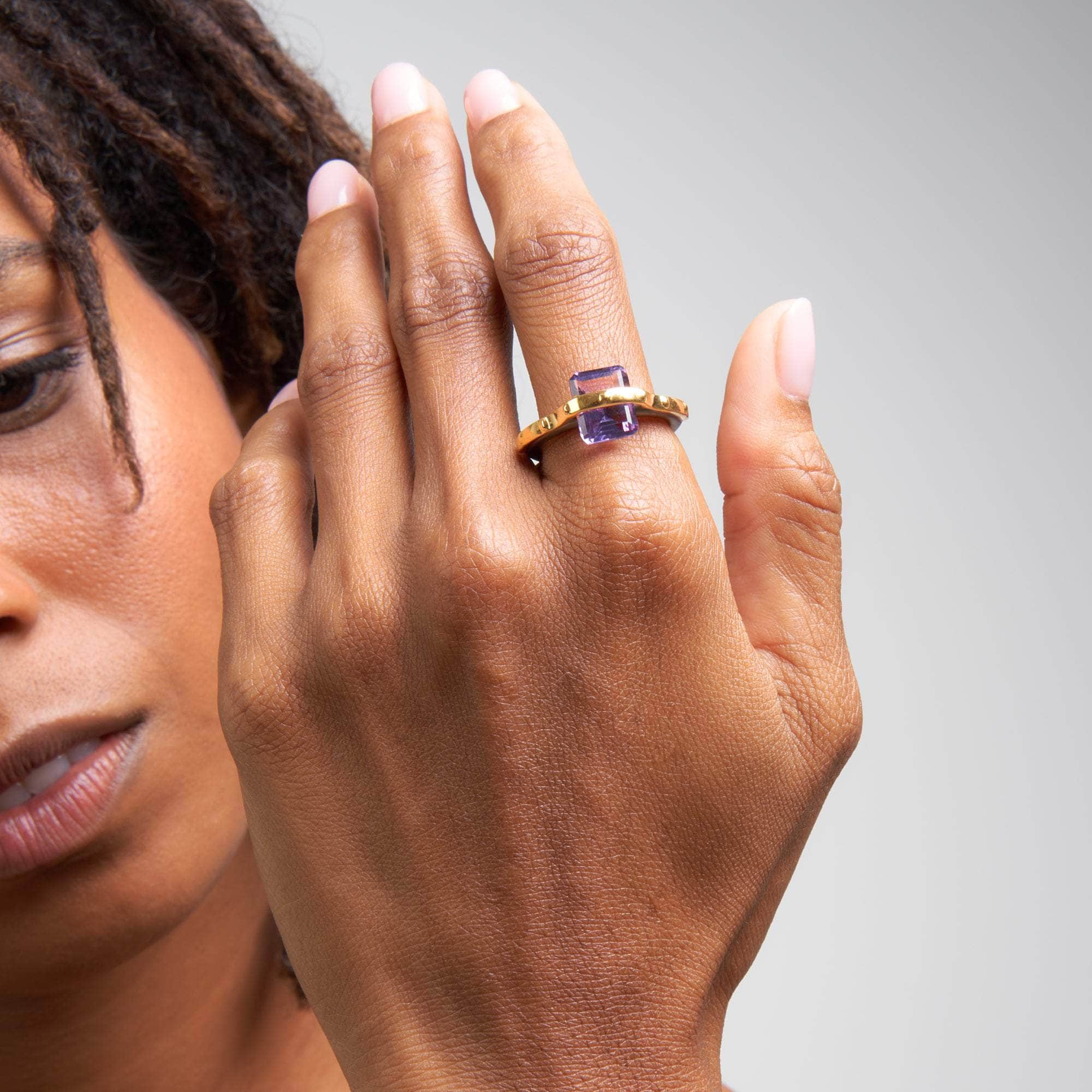 German Kabirski Klemm Amethyst Ring