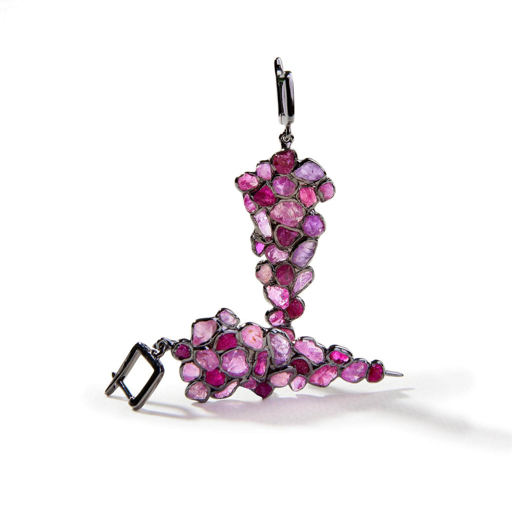 German Kabirski Iris Rough Pink Sapphire and Ruby Earrings – High End ...