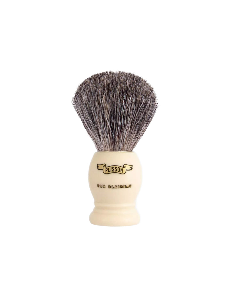Plisson 1808 Ivory Acetate Handle & Russian Grey Original Genuine Badger Shaving Brush