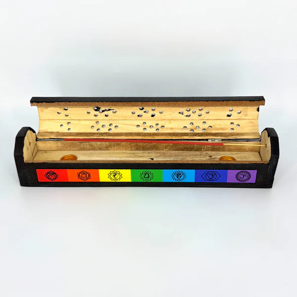 Ruby's Healing Crystals Wood Incense Storage Box