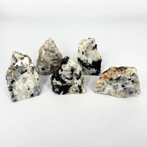 Ruby's Healing Crystals Polished Rainbow Moonstone Cut Base