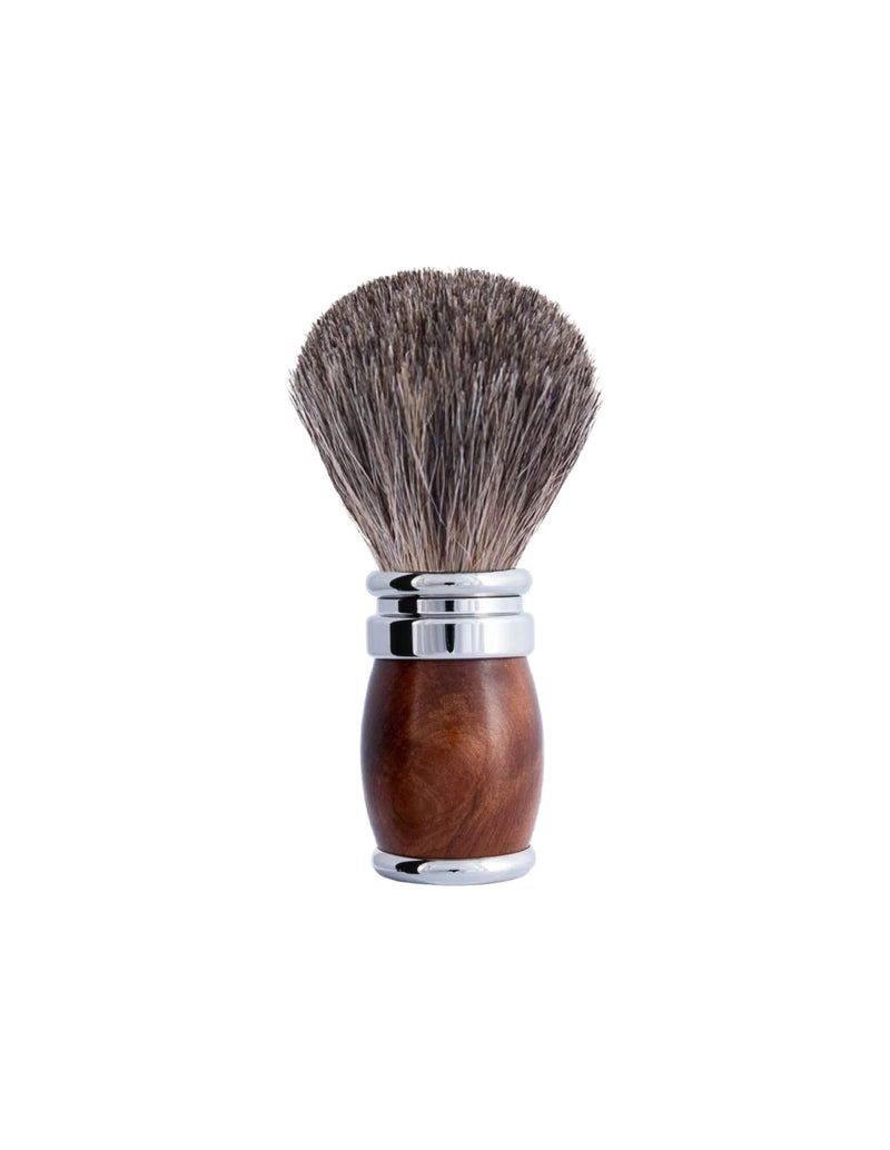 Plisson 1808 Thuja Wood and Chrome Finish & Russian Grey Genuine Badger Shaving Brush - Joris