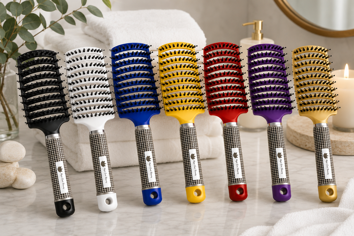 High End Beauty Boar Bristle and Nylon Curved Vented Hair Brush – all 7 colors