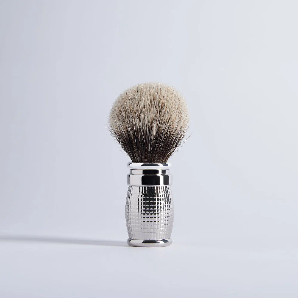 Plisson 1808 Diamond Genuine Badger Shaving Brush with Palladium Finish