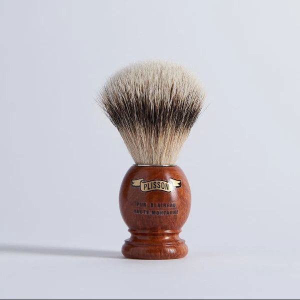 Plisson 1808 Briar Shaving Brush - High Mountain White