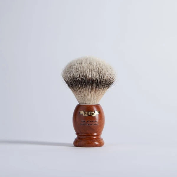 Plisson 1808 Briar Shaving Brush - High Mountain White