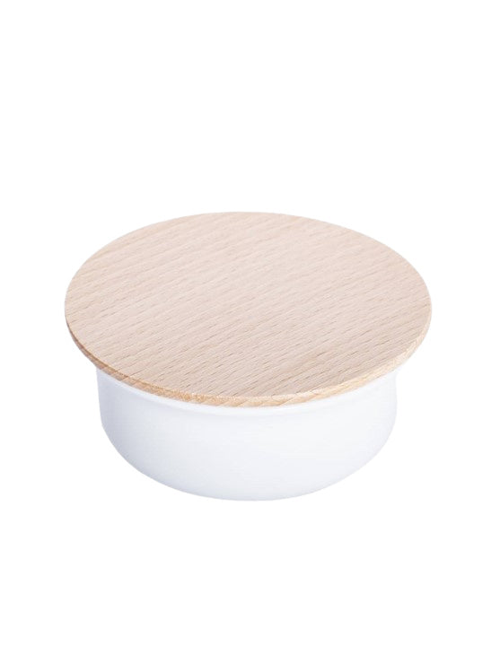 Plisson 1808 Soap and Porcelain Shaving Bowl with White Beechwood Lid