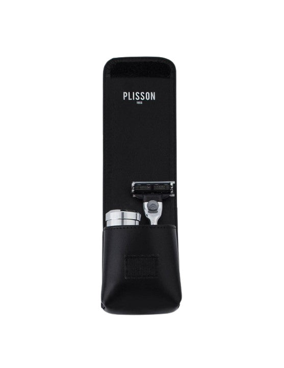 Plisson 1808 Travel Shaving Set in Leather Case