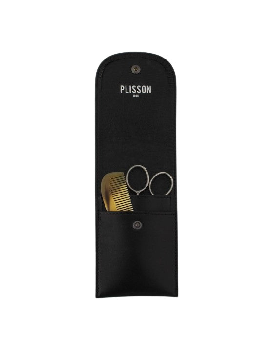 Plisson 1808 Leather Beard and Moustache Kit: Comb and Scissors