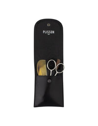 Plisson 1808 Leather Beard and Moustache Kit: Comb, Brush and Scissors