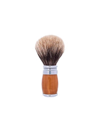Plisson 1808 Olive Wood and Chrome Joris Genuine Badger Shaving Brush - European Grey