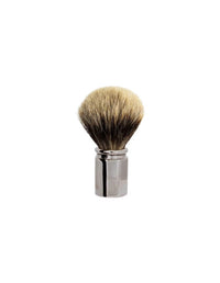 Plisson 1808 Genuine Badger Shaving Brush Octagonal Ruthenium Finish in European Grey