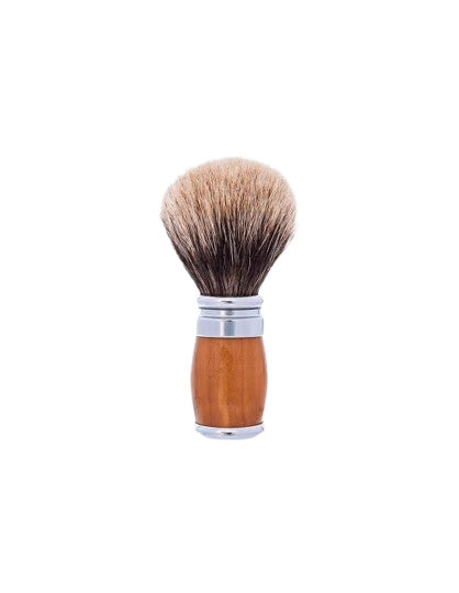 Plisson 1808 Olive Wood and Palladium European Grey Genuine Badger Shaving Brush